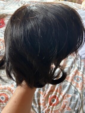 Bob cut Short Layered Women's Wig in Deep Brown - human hair